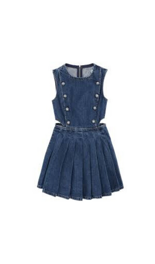 BLUE DENIM CUT-OUT MINI DRESS