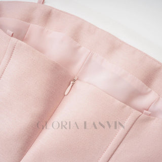 pink bowknot top skirt set