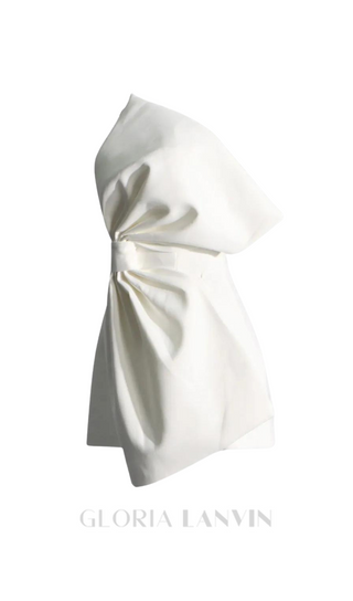 EVANGELINE STRAPLESS BOW MINI DRESS IN WHITE