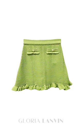 Alina Knit Mini Skirt in Olive Green