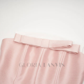 pink bowknot top skirt set