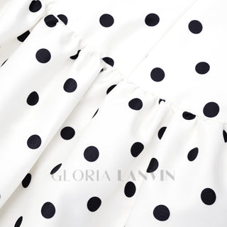 ULA CREAM POLKA DOT TAFFETA MIDI DRESS