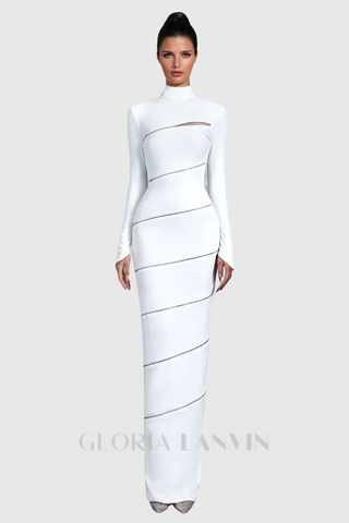 Aloysius Zipper Bodycon Maxi Dress In White