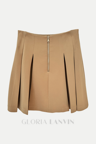 Asina Gold Buttoned Mini Skirt in Khaki