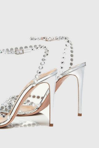 Astasia Rhinestone Embellished Heels - Silver