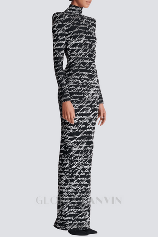 Bexley Print Velvet Long Sleeve Maxi Dress