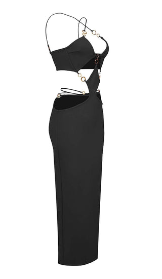 CUTOUT CHAIN MAXI DRESS IN BLACK DRESS OH CICI 