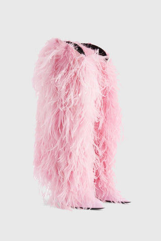 Danica Feather Knee-high Boots - Pink