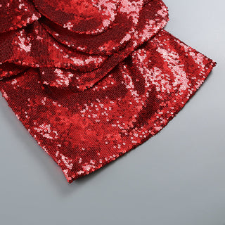 MINI-ROBE À SEQUINS EMBELLI FLORAL ROUGE 