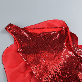 MINI-ROBE À SEQUINS EMBELLI FLORAL ROUGE 