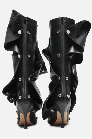 Isabela Appliqué Ruched  Knee-high boots - Black