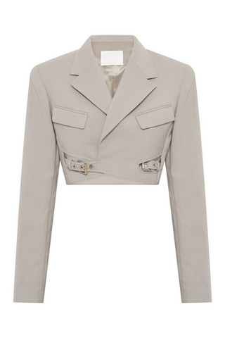 Jayla Cropped Cutout Blazer in Grey