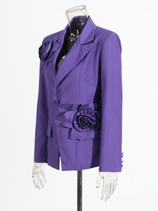 Aharon Flower Lapel Cross Blazer