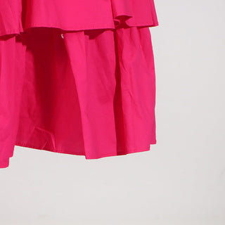 PLUNGE V RUFFLE TIERED SLIT GOWN IN PINK