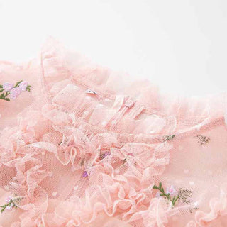 AURORA RUFFLES TULLE MINI DRESS IN PINK