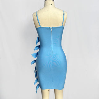 BOWKNOTS HALTER BANDAGE MINI DRESS IN BLUE