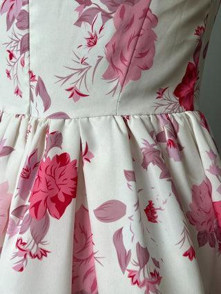 RETALE PINK FLORAL FLARED MINI DRESS