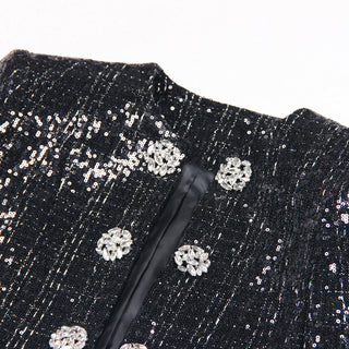 MONA SEQUIN-EMBELLISHED TWEED JACKET IN BLACK