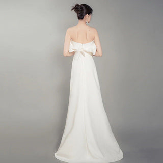 Gauze Satin gown in cream white