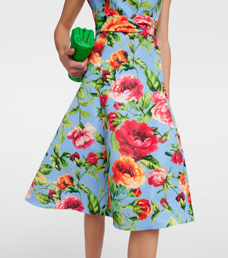 EDITH MULTICOLOR FLORAL CREPE MIDI DRESS