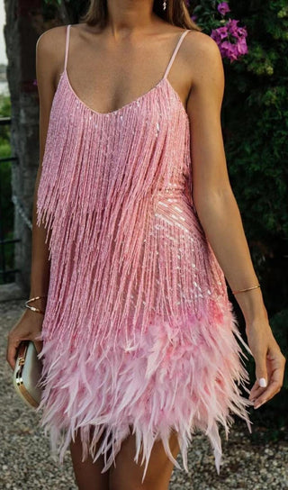 TASSEL FEATHER MINI DRESS Dressers styleofcb 