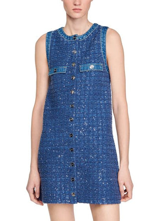 Palmare Tweed mini Dress in blue