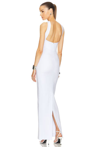 CUTOUT HALTER BACKLESS DRESS IN WHITE