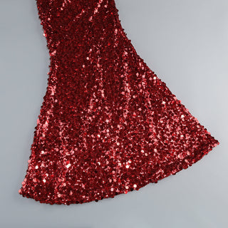 sleeveless sequin maxi dress in red