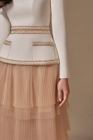 Kaity Layered Skirt set in beige