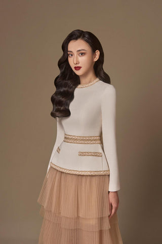 Kaity Layered Skirt set in beige