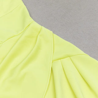 SATIN CUT OUT V NECK MIDI DRESS IN YELLOW-styleofcb