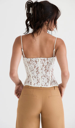 MILA IVORY LACE UNDERWIRED CORSET TOP Tops styleofcb 