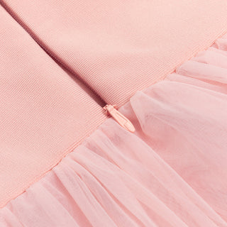 OFF SHOULDER CORSET A LINE MIDI DRESS IN PINK