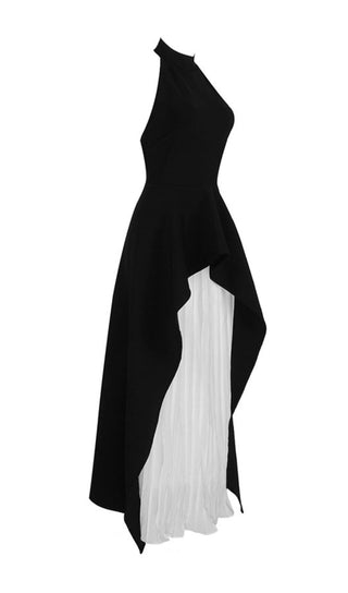 BANDAGE HALTER IRREGULAR MAXI DRESS IN BLACK AND WHITE styleofcb 