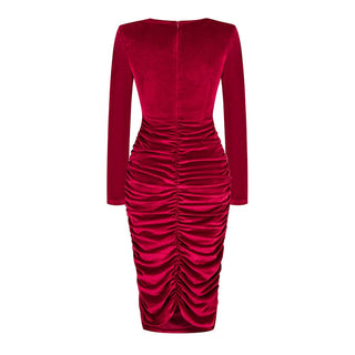 CUT OUT VELVET MIDI DRESS IN WINE STYLE OF CB 