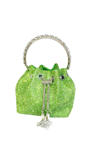 CRYSTAL EMBELLISHED BUCKET BAG IN GREEN Bags styleofcb 