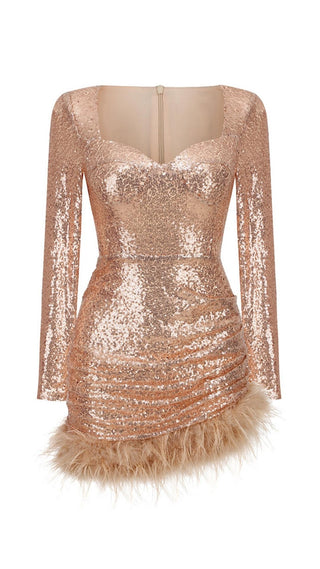 SEQUIN FEATHER MINI DRESS Dresses styleofcb S ROSE 