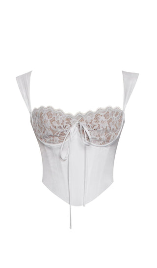 WHITE LACE SATIN CORSET TOP styleofcb 