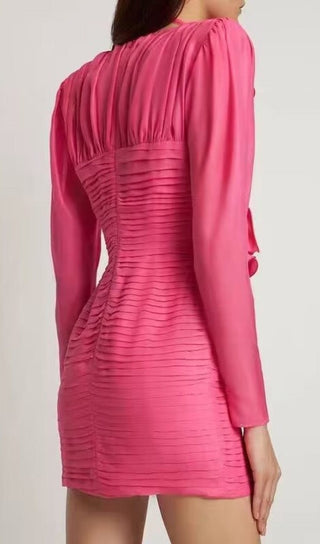 V NECK PINK RUCHED MINI DRESS Dresses styleofcb 