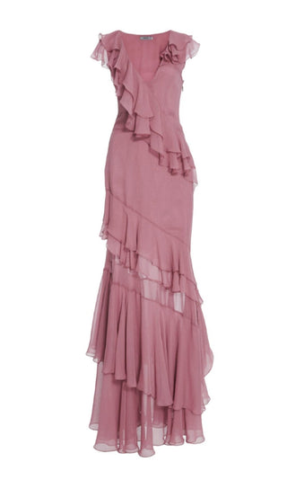 RUFFLED MAXI DRESS IN PINK styleofcb 