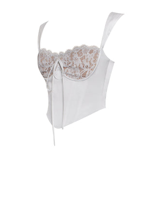 WHITE LACE SATIN CORSET TOP styleofcb 