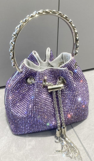 CRYSTAL EMBELLISHED BUCKET BAG IN PURPLE Bags styleofcb 