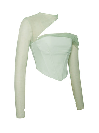 MIAH MINT STRETCH MESH SLEEVE CORSET TOP Tops styleofcb 