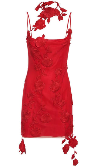 3D FLOWER SUSPENDER DRESS IN RED DRESS STYLE OF CB 