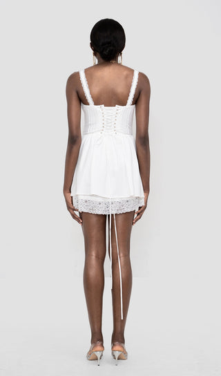 ANNE WHITE LACE CORSET MINI DRESS