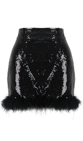 SEQUIN FEATHER MINI SKIRT Dresses styleofcb S BLACK 