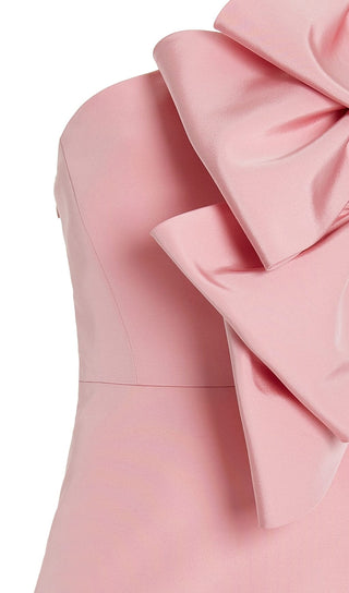 BOW-DETAILED SILK MINI DRESS IN PINK DRESS styleofcb 