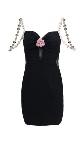 DIAMOND FLOWER SLEEVELESS SUSPENDER MINI DRESS IN BLACK styleofcb 