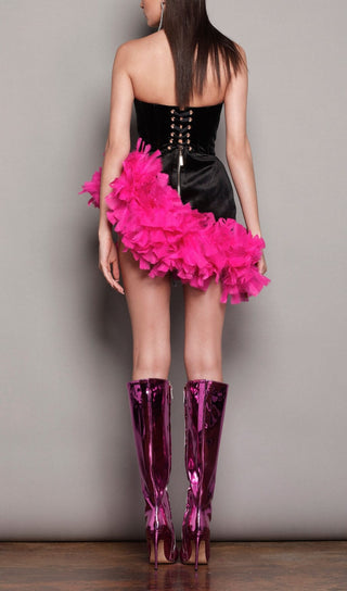 FEATHER CORSET MINII DRESS IN BLACK styleofcb 