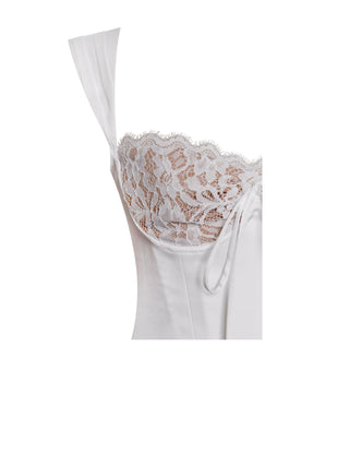 WHITE LACE SATIN CORSET TOP styleofcb 